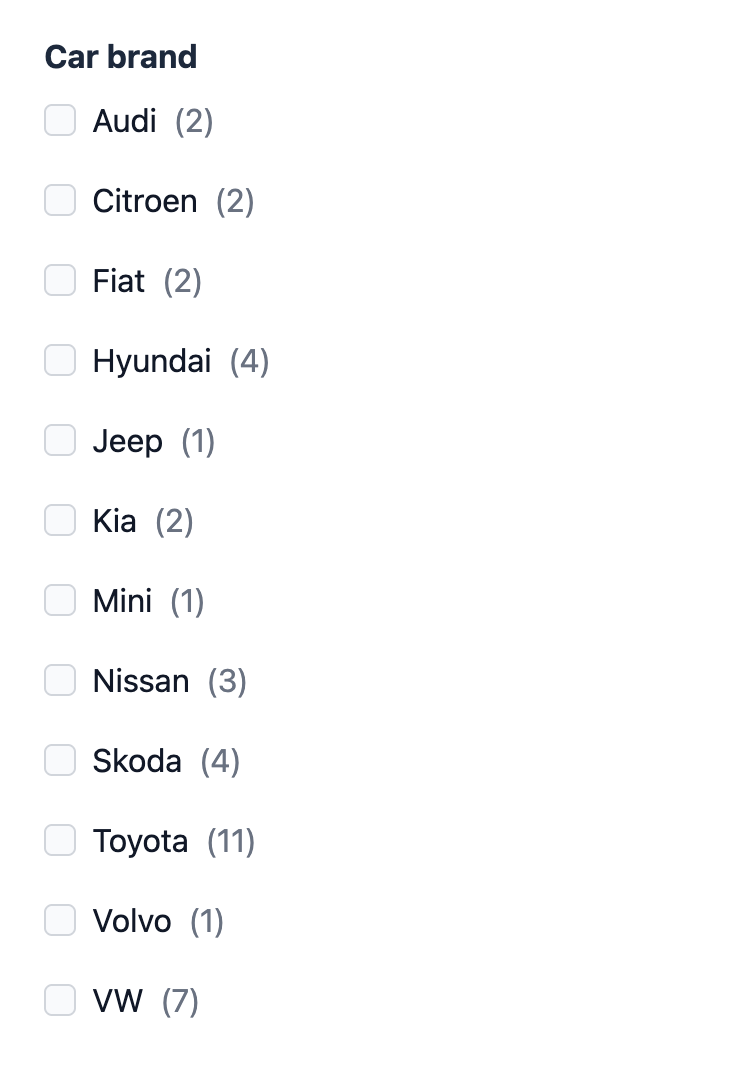 The Checkbox Filter example.